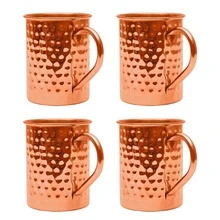 1/2/4 Pieces Of Copper-Made Moscow Mug, Water Cup, Coffee Cup, Handcrafted - Hammered Finish On The Surface - Original Copper Inside - Securely Reinforced Riveted Handle, Suitable For Iced Drinks, Suitable For Home Use, Parties, Christmas Gifts - Multicolor - View 11