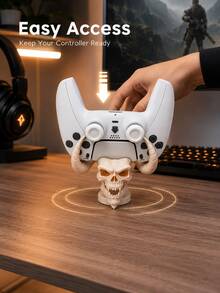 Game Controller Stand, Skull Controller Base, Horned Demon Gamepad Display Rack, Gothic Style Game Desktop Storage, Desktop Controller Storage Rack, Video Game Accessories, Gamer Room Decor, Halloween Desktop Decoration, Game Equipment Decor, Gamer Gift - B - View 8