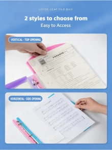 6pcs A4-11 Hole Loose Leaf Binder, PP Snap Closure Document Storage Bag, Suitable For Project, Office, School Supplies Document Organizer - Sets - View 6