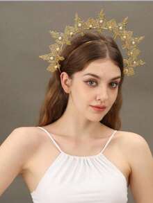 1pc Gold Women's Headband Accessory, Virgin Mary Crown, Party Costume Headpiece,Halloween - Gold - View 2