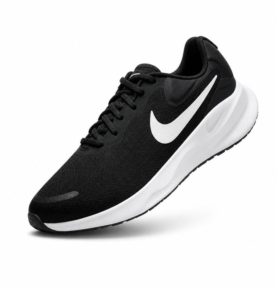 Nike Revolution 7 男款轻便舒适缓震休闲跑步鞋 FB2207-001 - 黑與白 - 查看 1