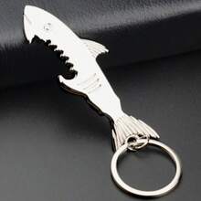 1pc Shark Bottle Opener Keychain, Creative Fish-Shaped Key Ring, Mini Portable Bottle Opener, Suitable For Men, Fishing, Camping, Outdoor Activities And Gifts - Multicolor - View 1