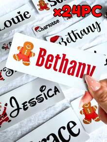 1/3/5pcs Customized Christmas Name Stickers, Featuring Santa Claus, Reindeer And Gingerbread Man Patterns, Personalized Name Labels, Suitable For Wine Glasses, Mugs And Gift Box Decoration, Perfect For Christmas Party Decor - Multicolor(Christmas Edition) - View 15