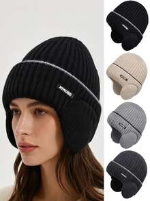 1 buah Topi Rajut Termal Unisex, Kain Rajut Bergaris Vertikal Tebal dan Hangat, Penutup Telinga Terintegrasi untuk Menghalangi Angin Dingin. Desain Tali Tenun Sederhana dan Label Kain, Pas dengan Lingkar Kepala. Cocok untuk Bersepeda, Berkomuter, Ski, Aktivitas Luar Ruangan, Topi Rajut Serbaguna untuk Cuaca Dingin di Musim Gugur dan Musim Dingin. - MultiWarna - View 1