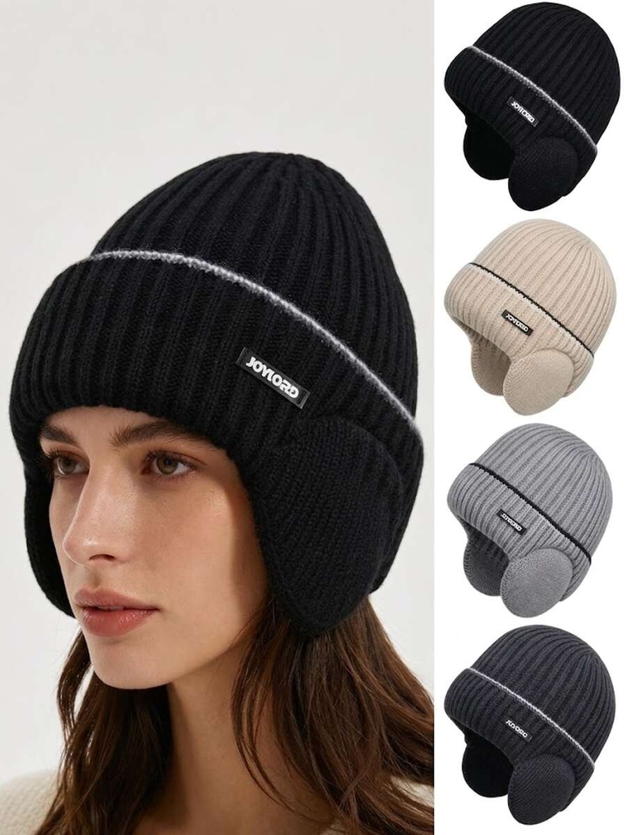 1 buah Topi Rajut Termal Unisex, Kain Rajut Bergaris Vertikal Tebal dan Hangat, Penutup Telinga Terintegrasi untuk Menghalangi Angin Dingin. Desain Tali Tenun Sederhana dan Label Kain, Pas dengan Lingkar Kepala. Cocok untuk Bersepeda, Berkomuter, Ski, Aktivitas Luar Ruangan, Topi Rajut Serbaguna untuk Cuaca Dingin di Musim Gugur dan Musim Dingin. - MultiWarna - View 1