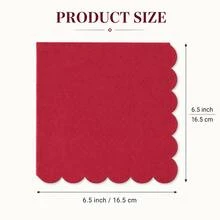 20/40/60PCS Festive Red Solid Scalloped Edge Paper Napkins, 6.5 Inch Elegant Embossed Napkins, Romantic Table Decor For Weddings, Engagements, Birthday Parties, Banquets & Celebrations - View 3