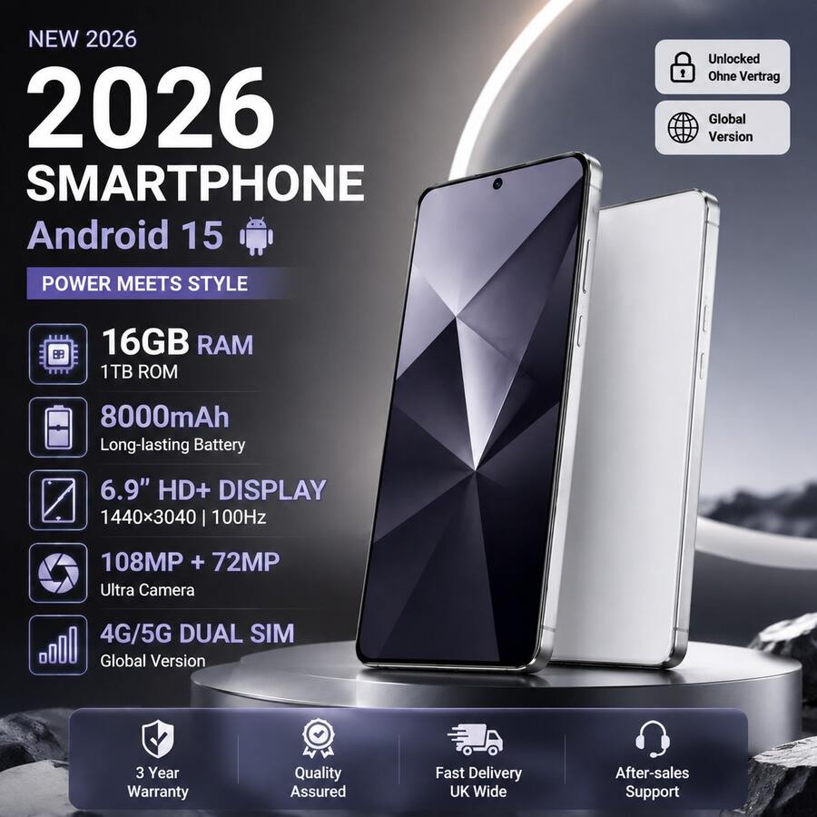 Reliable 5G Smartphone S26 ULTRA 5G Massive Storage Of 16GB+1TB Long‑Running 8000mAh Battery Built‑In AI Stylus Perfect Daily Device And Special‑Occasion Gift