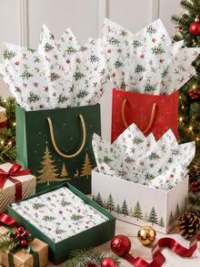 5/10/20pcs Christmas Tree Deer Snow Tissue Paper Christmas Decoration Gift Wrapping Decorative Filler - Multicolor - View 6