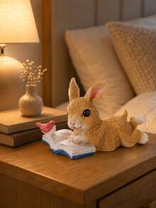 1pc Garden Shop Yard Small Ornament, Resin Rabbit Figurine, Creative Small Animal Zoo Art Decor, Room Decoration, Back To School, Home Decor - Multicolor - View 3