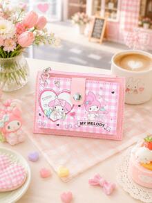 SANRIO 1pc Hello Kitty Character Small Wallet For Women Girls, Cute Compact Mini Bifold Card Holder With Zipper Coin Pocket, Snap Closure And Keychain Ring - Multicolor - View 16