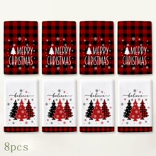 2/4/6 buah Serbet Dapur Bermotif Natal, Motif Kotak-kotak Merah & Hitam Gaya Pedesaan Klasik, Lembut & Mudah Dibersihkan, Motif Pohon Natal & Kepingan Salju, Dekorasi Rumah Natal, Hadiah Natal, Cocok untuk Dekorasi Dapur, Memanggang, Memasak, Pesta Natal, Meja Natal - MultiWarna - View 8