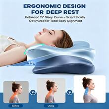 Side Sleeper Pillow, Memory Foam Cervical Butterfly Pillow,Cervical Neck Pillow For Sleeping, Ergonomic Side Sleeper Pillows For Adults, Neck Support Pillow For Neck And Shoulder Support, Bed Pillow For Side Back Stomach Sleepers - Gift For Mom - Blue - View 8