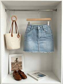 Women Denim Skirts - Blue - View 1