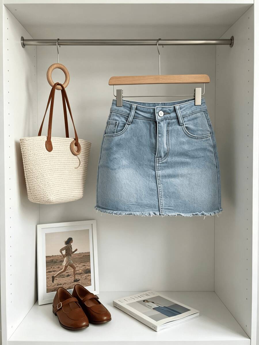 Women Denim Skirts - Blue - View 1