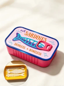 Vintage Sardine Mini Jewelry Storage Box With Fish Bone Divider, Mini Earring Box,Snap Closure Sealed Portable Jewelry Box,Rectangular Flip Top Metal Tin,Compartment Storage For Earrings, Rings,Necklaces, Suitable For Commuting,Short Trips, Dorm Desk - Multicolor - View 12