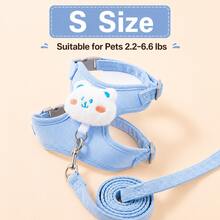1pc Pet Cat And Puppy Harness Leash Set, Suitable For Kitten And Puppy Leash, Outdoor Cat And Puppy Leash, Comfortable And Breathable (Pink Rabbit & Blue Panda) - Multicolor - View 11