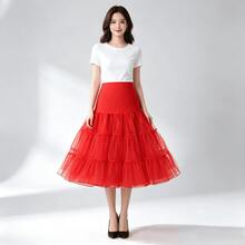 Retro Boneless Mesh Support Skirt, Colorful Fluffy Skirt, Daily Boneless Soft Mesh Support, Lolita Midi Underskirt, Skirt Support, One Piece - Multicolor - View 11