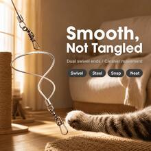 2pcs Set, Includes Realistic Bee Flying Insect Cat Teaser Toy Replacement Head (6cm Long) And 60cm Steel Wire Extension Line. Insect Head Features Feather Wings + Plush Body, Realistic Design, With Hanging Ring For Quick Connection; Extension Line With Swivel Lobster Clasp On Both Ends, Anti-Tangle, Extends Teasing Distance, Stimulates Cat's Hunting Instinct, Interactive Boredom Relief. - Bee Replacement Head + Extension Cable - View 6