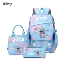 Miniso Disney Stitch 與 Angel 3件組學生背包套裝，包含背包、保溫便當袋與鉛筆袋，可愛 Lilo 與 Stitch 印花，適合男孩與女孩的開學禮物 - 藍色 - 查看 7