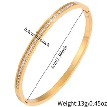 3pcs/Set 18K Gold Plated Stainless Steel Bangle Set For Women, Luxury Sparkling Zirconia Stackable Cuff Bracelets, Waterproof Non-Tarnish Jewelry - Multicolor - View 10