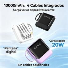 AMAZING VISION Practical And Functional Gift: 10000mAh Portable Charger With Built-In Cables, Fast Charging, Compact Design, Compatible With All Smartphones - White - View 12
