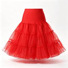 Retro Boneless Mesh Support Skirt, Colorful Fluffy Skirt, Daily Boneless Soft Mesh Support, Lolita Midi Underskirt, Skirt Support, One Piece - Multicolor - View 12
