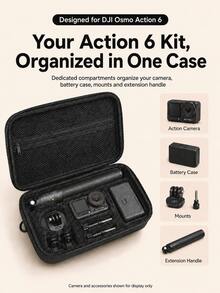 MIAOTU Camera Storage Bag For Osmo Action 6, EVA Hard Shell Storage Box With Shoulder Strap, Precise Compartment Action Camera Accessories Carrying Bag, Suitable For Travel, Outdoor Shooting And Vlog - View 2