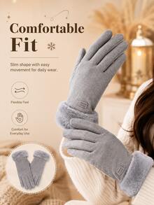 Thickened Warm Touchscreen Gloves, Suitable For Winter Snow Sports, Can Be Used As Christmas/Holiday Gift. Designed Specifically For Women And Students, Windproof And Cold-Resistant, Suitable For Cycling And Daily Winter Wear. - Multicolor - View 7