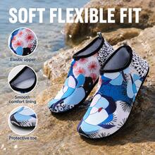 Outdoor Sports Water Shoes, Blue Floral Pattern, Suitable For Water Sports, Swimming, Surfing, Diving Essential Equipment, Quick-Drying Breathable Upper, Non-Slip Wear-Resistant Rubber Sole - Dark Blue - View 7