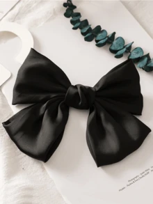 1Pc Large Bow Hair Clip, Oversized Bow Barrettes, Elegant Hair Accessories For Women, Daily Party Styling - Black - View 2