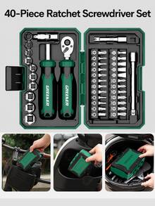 1 Set 40-In-1 Ratchet Torque Wrench And Multi-Head Screwdriver Set, With 24-Tooth Ratchet Wrench - Professional Repair Tool Set, High-Quality Tool Set - Multiple Styles and Colors - View 2