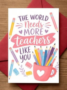 1pc School Graduation Card, Teacher's Day Thank You Card, Back To School Season Blessing Card, Comes With A Matching Envelope, Suitable For Students To Give To Teachers As A Thank You Gift, Or For Classmates To Exchange As Gifts . - Multiple Styles - View 10