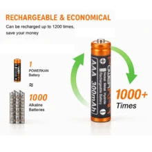 Baterai Isi Ulang AAA POWERKAN (4/8/16/24 buah, 1.2V Ni-MH, 300mAh) Cocok Untuk Lampu Taman, Remote Control, Jam Alarm, dan Elektronik Rumah Tangga - View 6