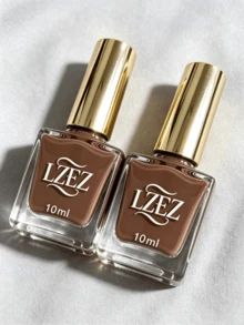 LZEZ Water‑Based Bright Top Coat 2‑Pack Total 20ml, Gloss Shine Nail Finish, Long‑Lasting Nail Surface Protection - Brown - View 3