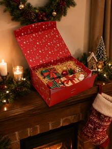 1PC Christmas Gift Boxes, Festive Decorative Holiday Wrapping Boxes With Ribbon Bow, Reusable Present Packaging For Families Christmas Party Home Gift Giving, Christmas Holiday Party Secret Santa Celebration - Multi-color - View 5