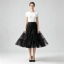 Retro Boneless Mesh Support Skirt, Colorful Fluffy Skirt, Daily Boneless Soft Mesh Support, Lolita Midi Underskirt, Skirt Support, One Piece - Multicolor - View 8