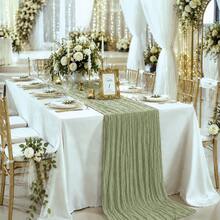10 Pack Sage Green Cheesecloth Table Runner, Boho Gauze Table Runner, Rustic Semi Sheer Fabric Table Runner For Wedding, Bridal Shower, Baby Shower, Birthday Party, Farmhouse Dining Table Decor, Table Centerpiece And Home Decoration - A - View 3