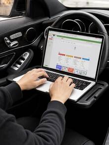 Car Steering Wheel Tray, 1pc 2-In-1 Steering Wheel Desk , Portable ABS Car Food Tray Table With Cup Holder & Pen Slot, Car Laptop Desk For Writing Work, Universal For Most Cars SUVs Trucks, Multipurpose Travel Car Accessories,Car Storage,Car Tray - A - View 5