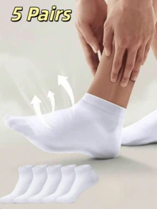 5/10/15/20 Pairs Solid Color Low-Cut Breathable Minimalist Women's Socks, Travel & Vacation Essential Personalized Thin Short Socks - White - View 7