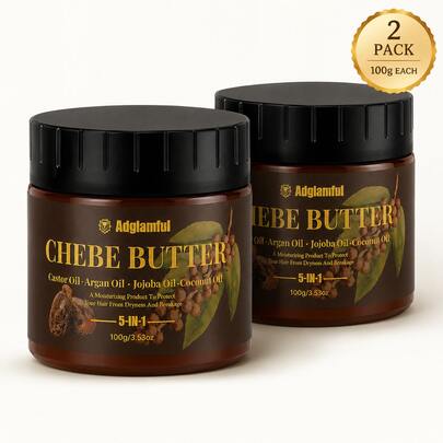 Adglamful Chebe Butter 2 Paquetes, 100g cada uno Mantequilla hidratante para cabello rizado, crespo & texturizado, con aceites de ricino, argán, jojoba & coco