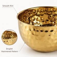 Round Hammered Mixing Bowl Decorative Fruit Salad Bowl 3 Sizes - Gold - View 5