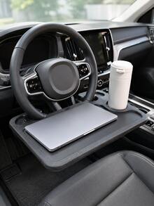 Car Steering Wheel Tray, 1pc 2-In-1 Steering Wheel Desk , Portable ABS Car Food Tray Table With Cup Holder & Pen Slot, Car Laptop Desk For Writing Work, Universal For Most Cars SUVs Trucks, Multipurpose Travel Car Accessories,Car Storage,Car Tray - A - View 4