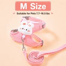 1pc Pet Cat And Puppy Harness Leash Set, Suitable For Kitten And Puppy Leash, Outdoor Cat And Puppy Leash, Comfortable And Breathable (Pink Rabbit & Blue Panda) - Multicolor - View 9