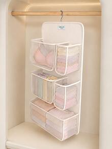 1pc Mesh Hanging Closet Organizer Bag With Compartments, Suitable For Underwear, Socks And Skirts, Multi-Functional Door Back Hanging Storage Bag, Suitable For Dorm, Can Store Pants, Jeans, Toys And Autumn/Winter Items, Wardrobe Storage Hanging Bag, Can Be Hung For Storage, Multi-Layer Clothing Organizer Bag, Socks Storage Rack, Closet Organizer - Multicolor - View 6