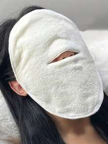 1/2pcs Reusable Hot Compress Face Mask, Cold & Hot Steam Towel For Facial, Suitable For Home Bathroom Decor, Back To School Season Beauty Salon Home Bathroom Supplies - White - View 2
