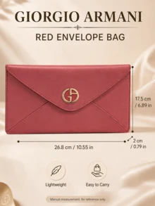 Giorgio Armani Armani Red Envelope Bag, 26.8*2*17.5 Cm, Magnetic Closure, Lightweight, Easy To Carry, Easy To Clean, Simple And Elegant, Exquisite Stitching, Suitable For Daily Use - Red - View 4