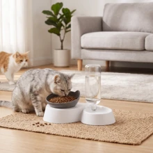 2-In-1 Gravity Pet Bowl Suitable For Cats - Leak Proof Automatic Feeder With Cute Design, Raised Feeding Tray Promotes Drinking And Dining, Durable And Moisture-Proof - 1L - View 2