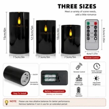 3 Packs Remote Control Flameless LED Candles, Simulating Realistic Flame Flickering, Decorative LED Candles Suitable For Home, Weddings, And Holiday Romantic Parties, Powered By 2 AA Batteries (Not Included) - LED Pillar Candles - View 7