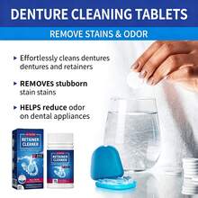 JAYSUING Denture & Retainer Cleaning Effervescent Tablets, Soak To Remove Stains & Reduce Odor, Denture & Retainer Accessory Cleaning Tablets - Solid State - View 2