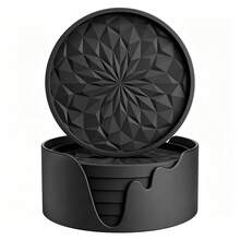6Pcs Thickened Solid Color Round Silicone Coaster Set With Storage Rack, Minimalist Non‑Slip Heat‑Resistant Cup Coasters, Reusable Table Mats For Dining Table, Cafe, Picnic, Birthday & Festival Party - Multicolor - View 8